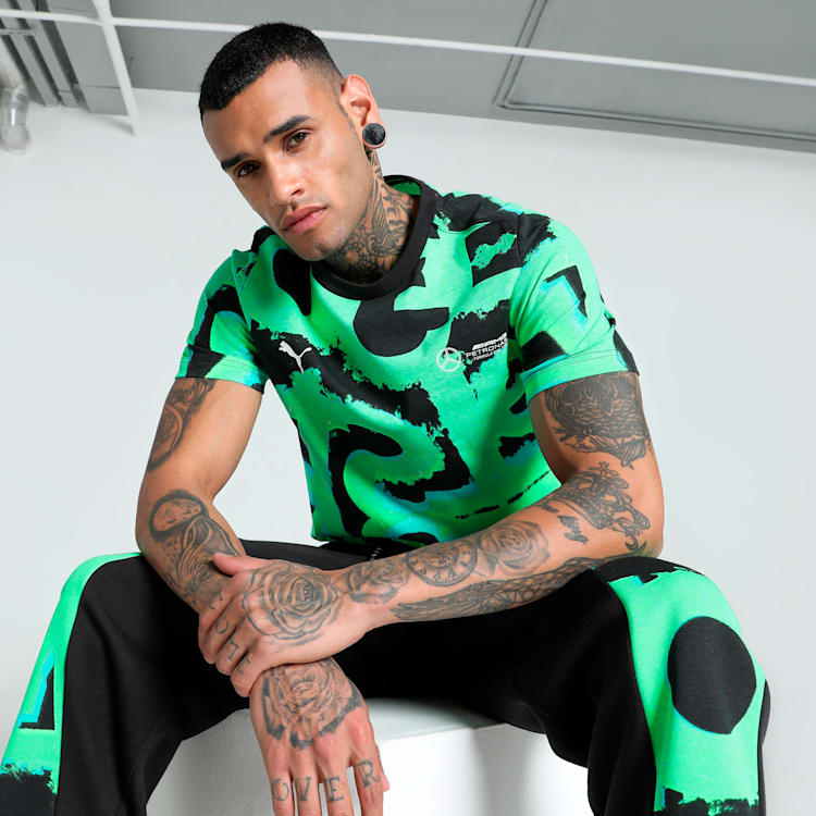 Mercedes AMG Petronas F1™ Team Neon Energy Las Vegas GP Allover-Print Men's T-shirt - Green