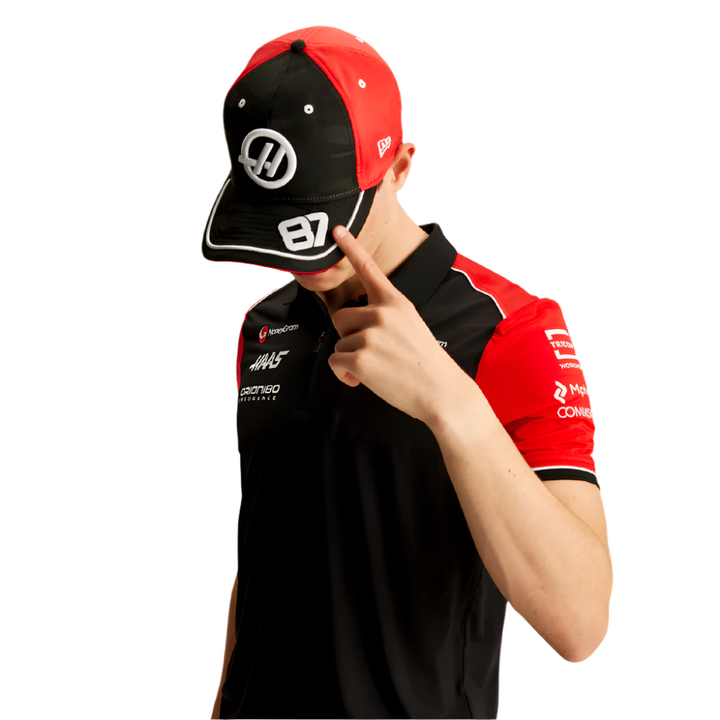 New Era 2025 Official Oliver Bearman Haas F1 Team Driver Adult Cap - Black and Red