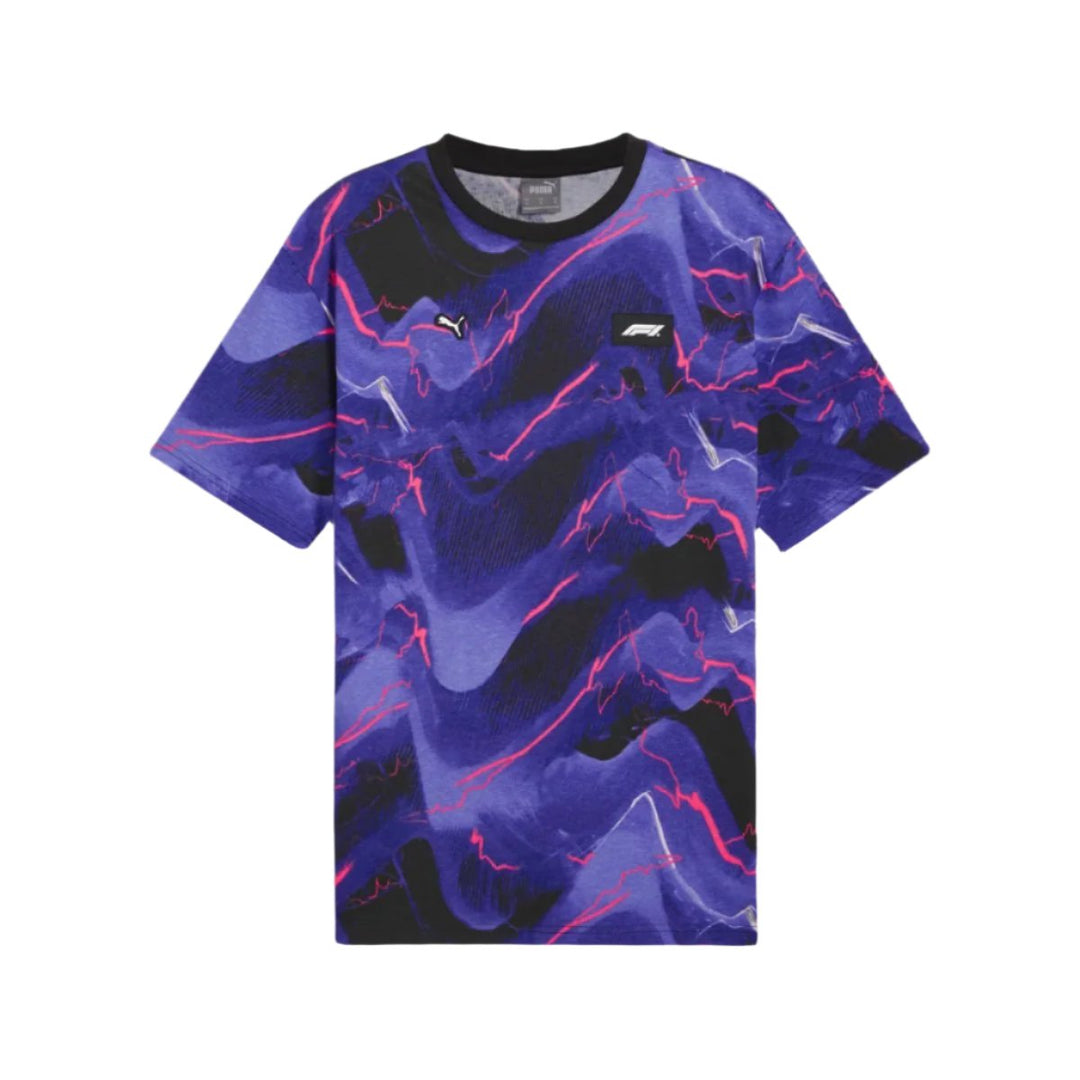 PUMA X F1® Neon Energy All-Over Print Adult T-Shirt - Purple and Black