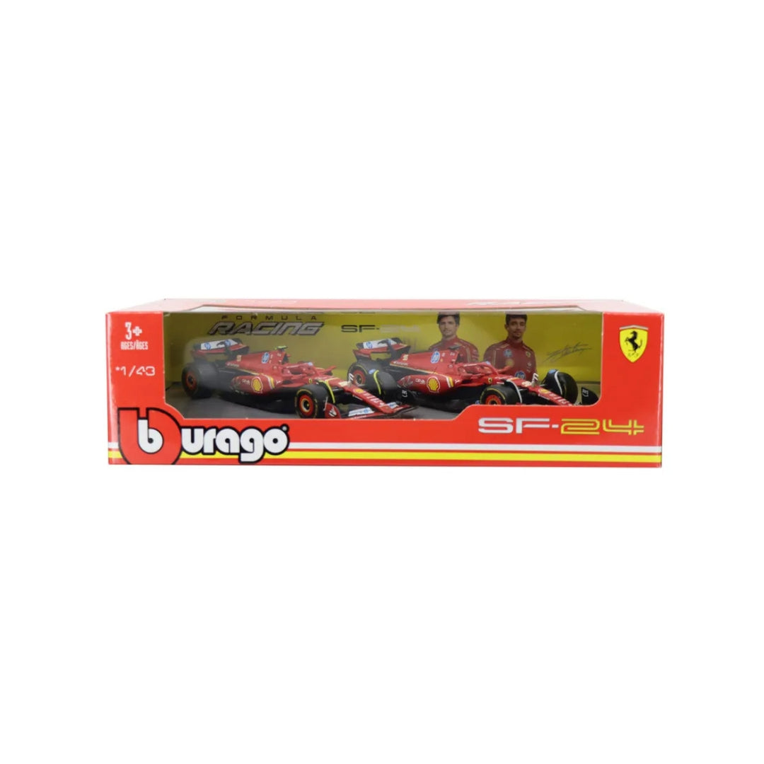 Scuderia Ferrari F1™ Team Charles Leclerc & Carlos Sainz SF-24 Bburago 1:43 Scale Model Car - Red