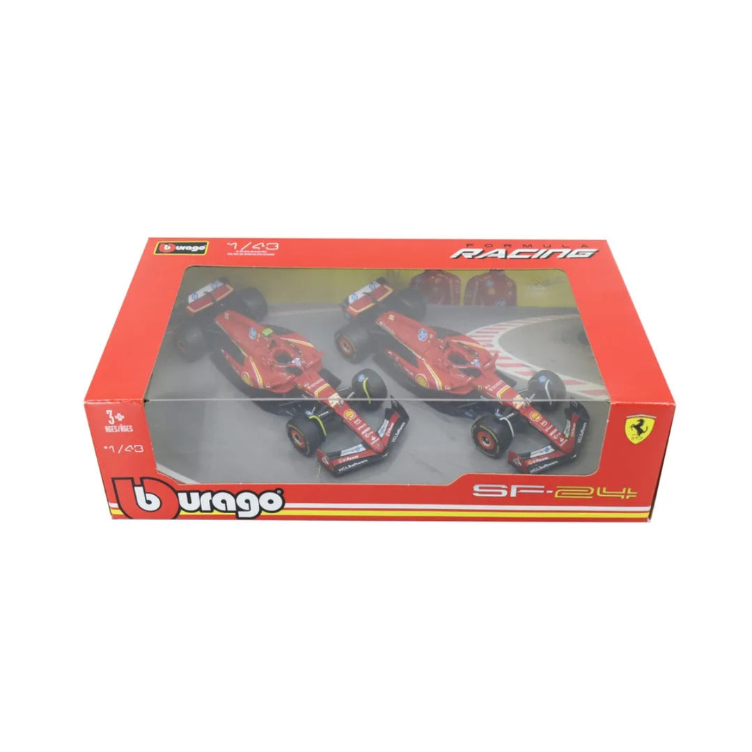 Scuderia Ferrari F1™ Team Charles Leclerc & Carlos Sainz SF-24 Bburago 1:43 Scale Model Car - Red