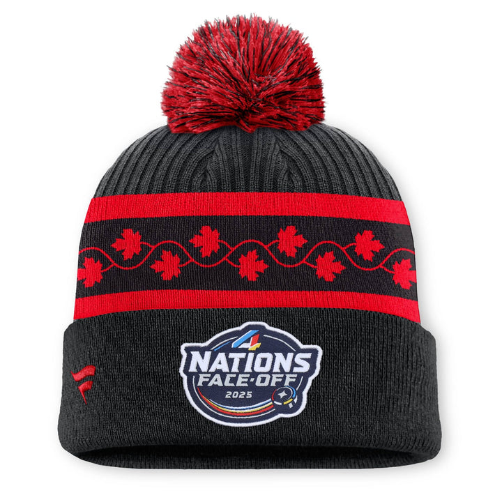 2025 NHL® Team Canada Hockey 4 Nations Face Off Winter Tuque with Pom - Black