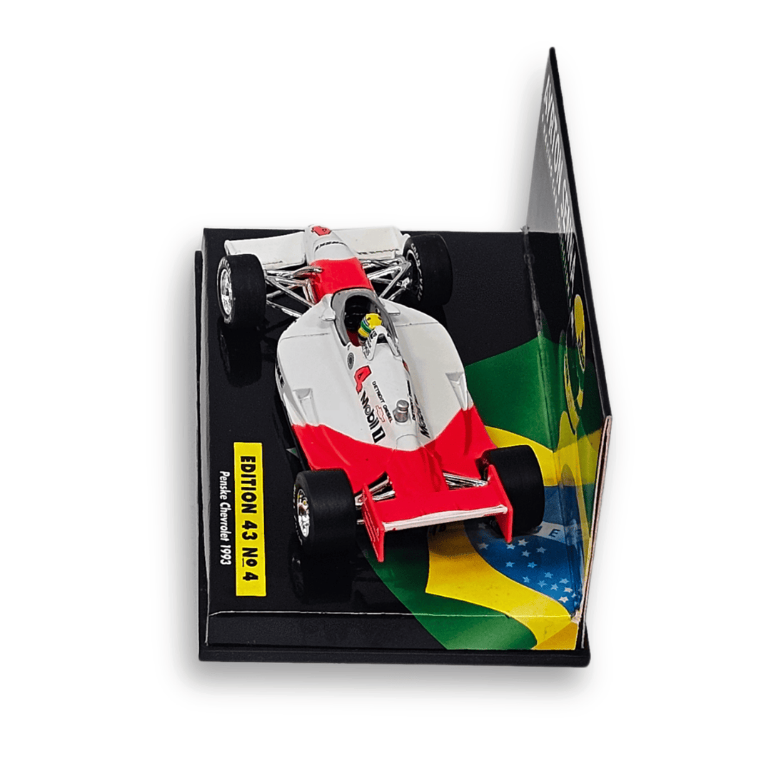 Modèle réduit de voiture miniature moulée sous pression Minichamps « What if » de 1993, Ayrton Senna, Indy Penske Chevrolet, échelle 1:43, blanche