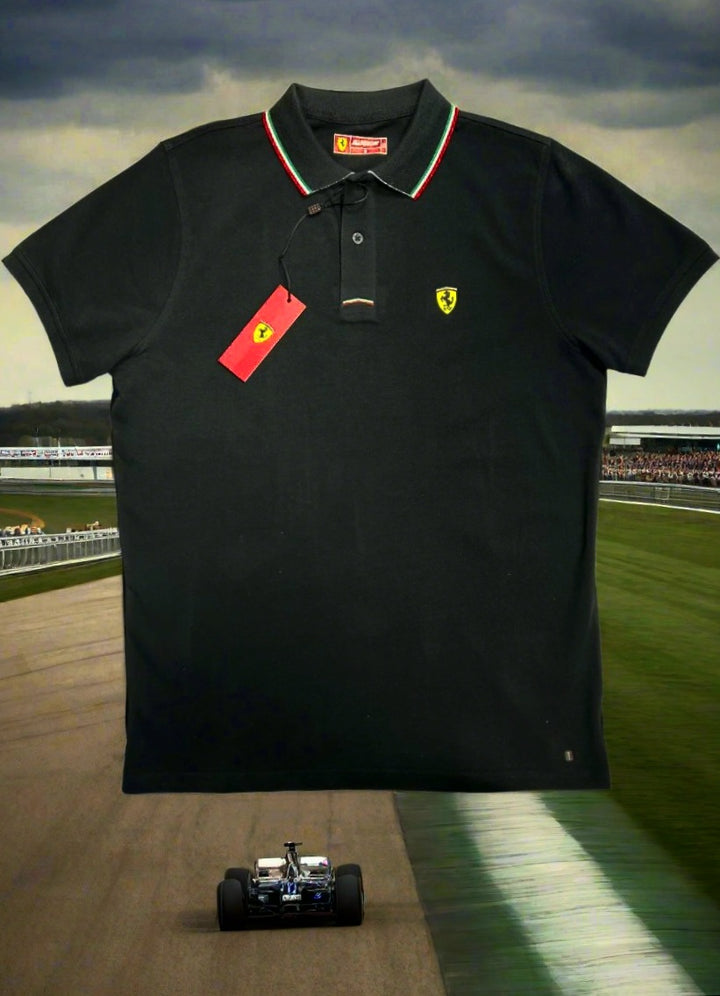 Scuderia Ferrari Italian Piqué Polo - Black