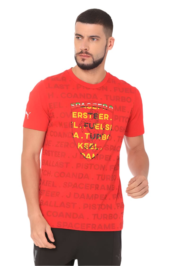 PUMA Ferrari Big Shield Crew-Neck Men's T-shirt - Red