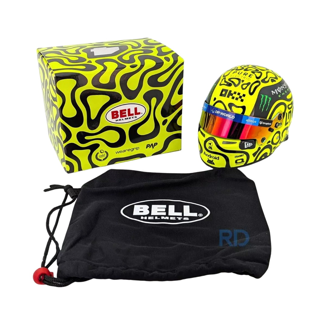 2024 McLaren F1™ Team Lando Norris 1:2 Scale Race Bell Racing Mini Helmet - Neon Yellow