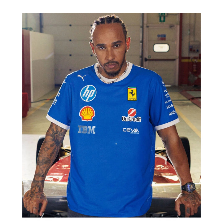 2025 Scuderia Ferrari  HP F1™ Team Monza GP Men's T-shirt - Steer Blue