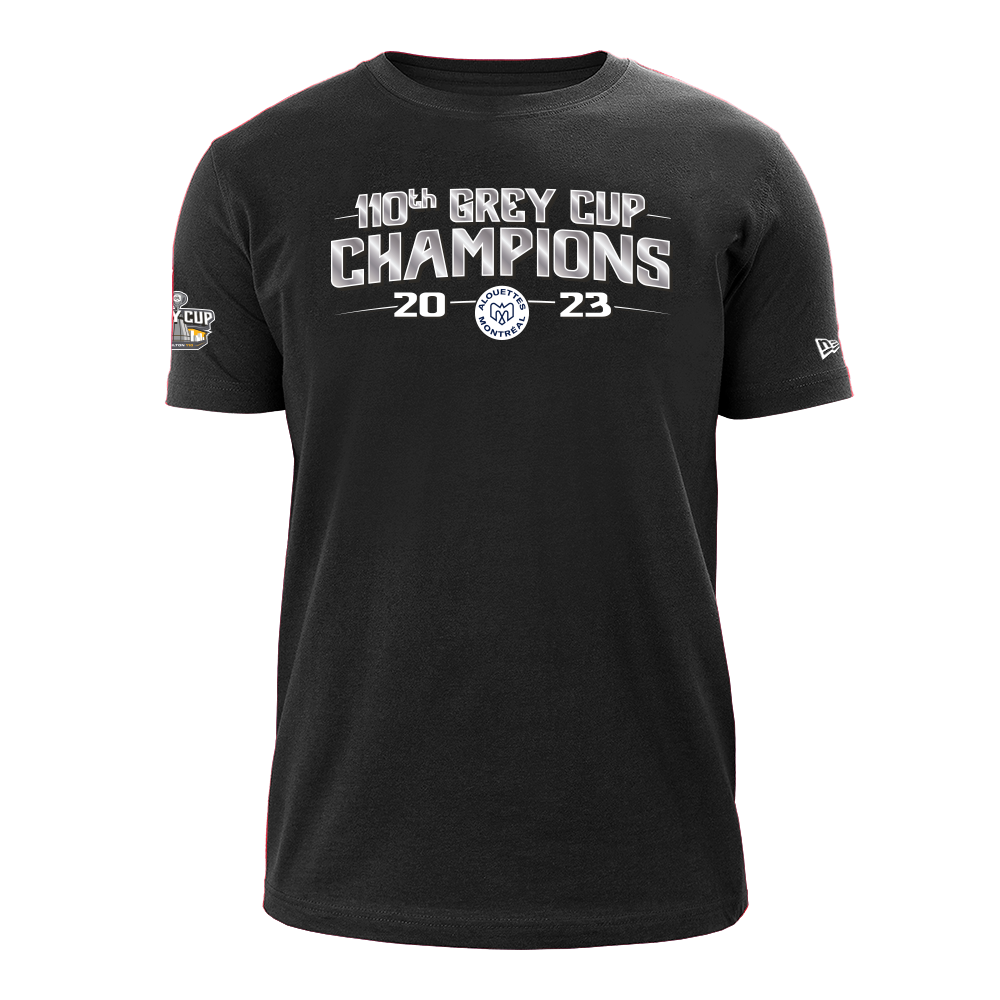 T-Shirt 2023 Champion Coupe Grey Cup Montreal Alouettes Black Locker Room Mens New Era®
