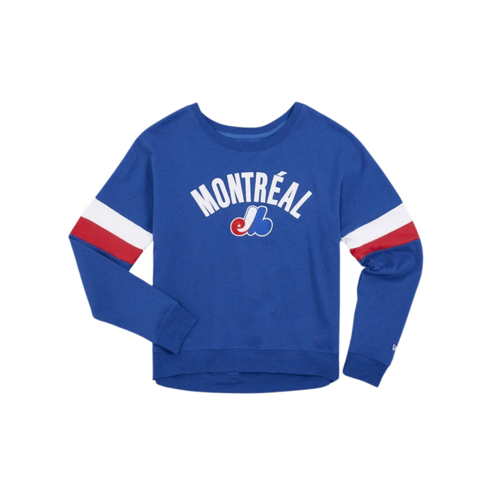 Camiseta de cuello redondo de New Era® de los Montreal Expos MLB® para mujer, color azul
