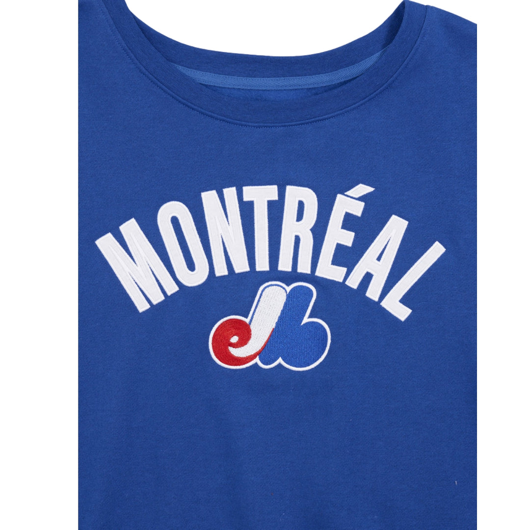 Camiseta de cuello redondo de New Era® de los Montreal Expos MLB® para mujer, color azul