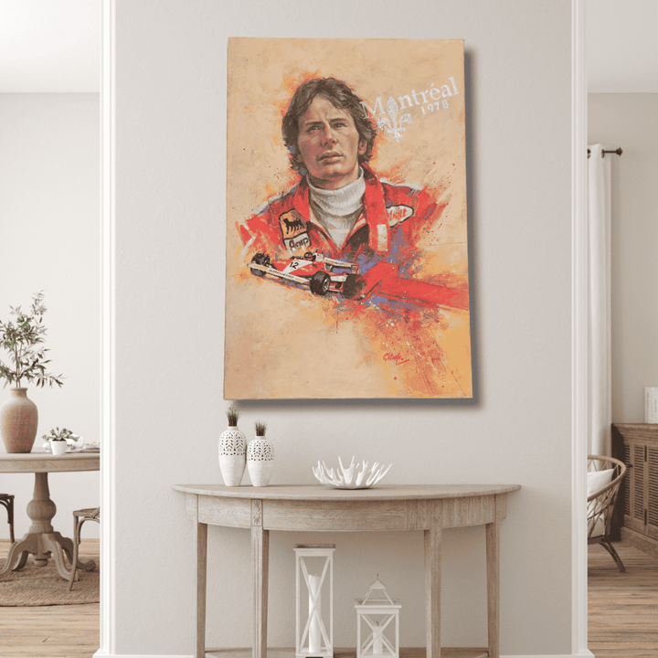 Cuadro grande de la primera victoria del GP de Montreal de Gilles Villeneuve de la Scuderia Ferrari de 1978