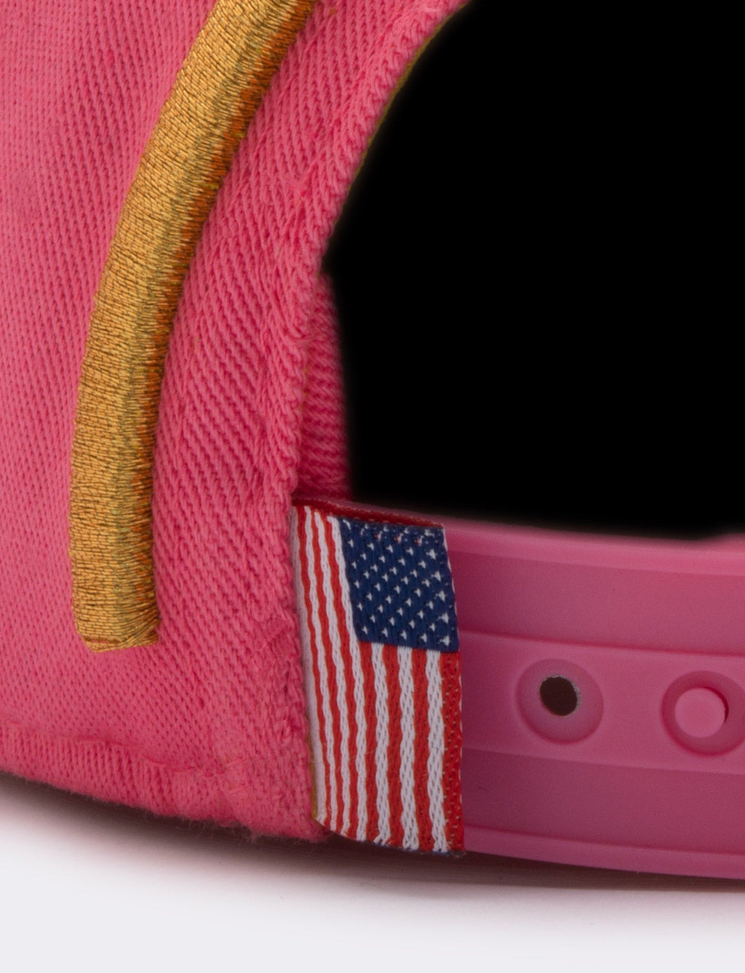 Miami Art Deco details with Snapback Rubber Closure with U.S.A flag insert with Pink Accents