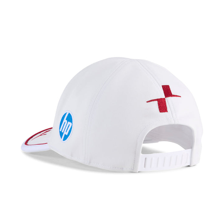 Back view of Charles Leclerc Ferrari Miami GP Cap with stitched driver double L logo and HP sponsor branding.