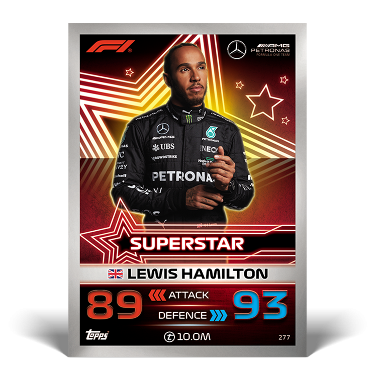 2023 Mercedes AMG Petronas Lewis Hamilton Superstar F1 Formula 1 Turbo Attax 2023 Official Topps Trading Cards Red 