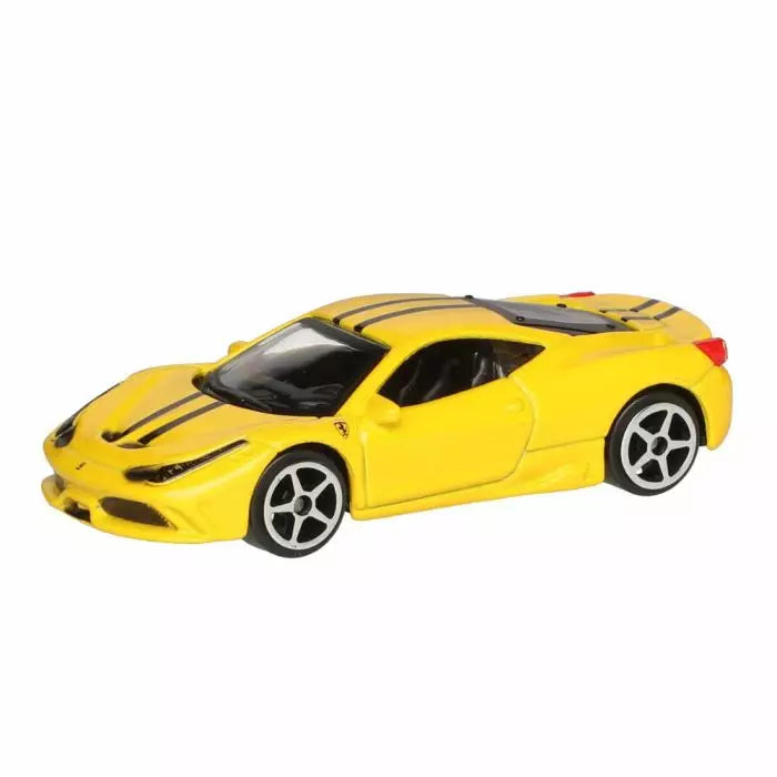 Ferrari 458 Speciale with Black Racing Stripes  Bburago Race + Play 1:64 Scale Model Kids Push and Go Toy Car - Yellow