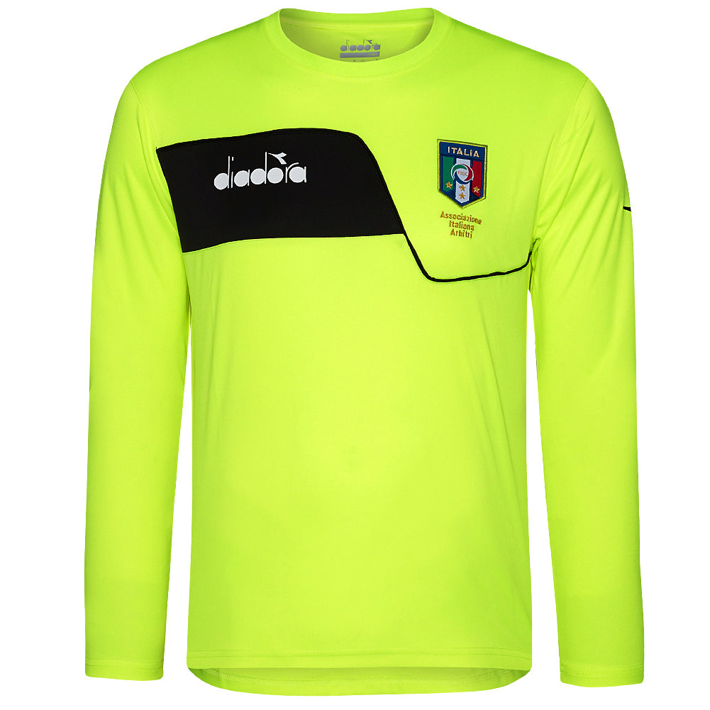 Diadora FIGC Italy Genuine Soccer Long Sleeve Jersey Neon Yellow 