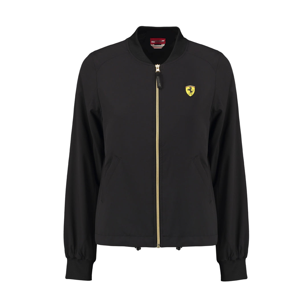 Scuderia Ferrari Bomber Long Sleeve Zip Up Jacket  - Women - Black