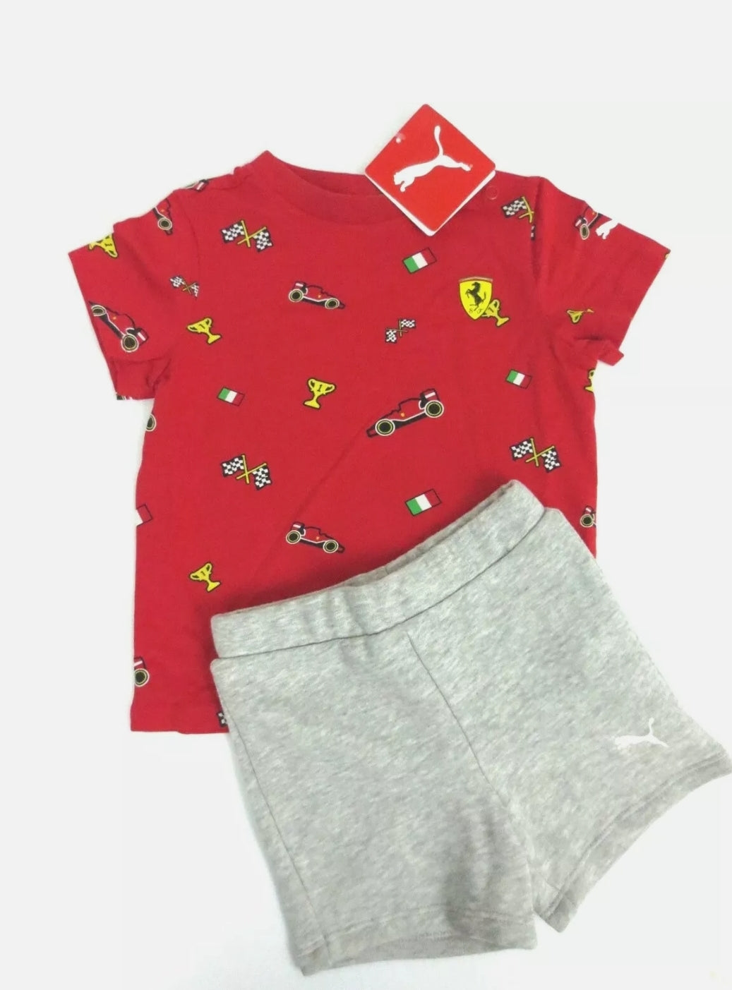 Scuderia Ferrari Puma Infant Graphic Two-Piece Set with Shorts - Kids - Red and Grey
