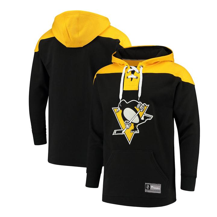 Women's Fanatics Branded Black/Gold Pittsburgh Penguins Top Speed Lace-Up Pullover Sweatshirt
