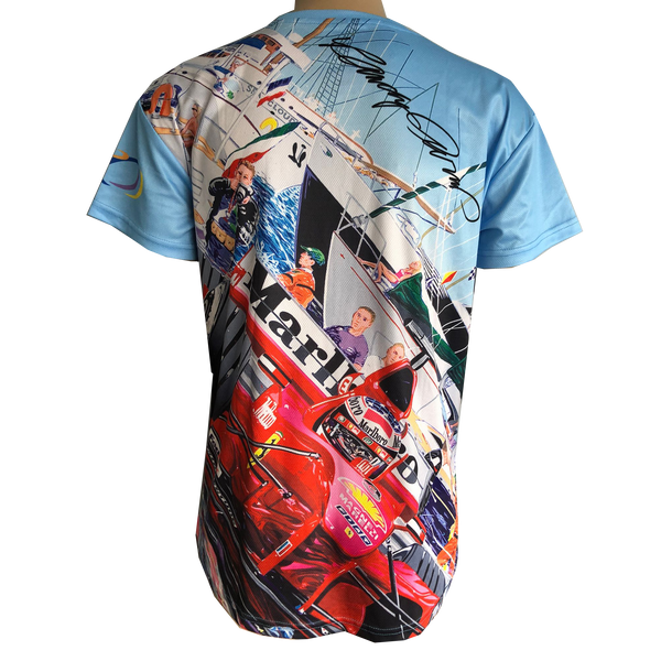 Michael Schumacher Ferrari Miami Grand Prix V-Neck T-Shirt - Women - Blue