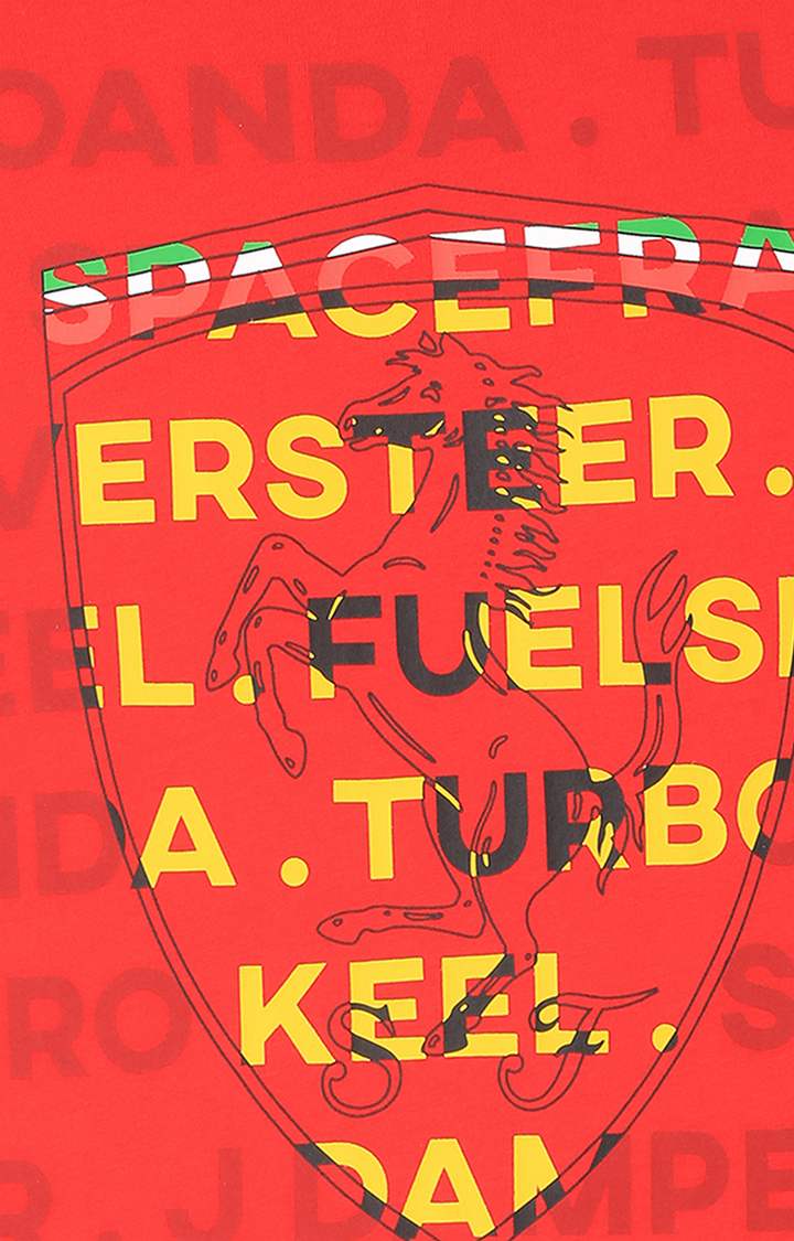 Ferrari Big Shield Prancing Horse Cavallino Motorsports T-shirt  for Men - Red 