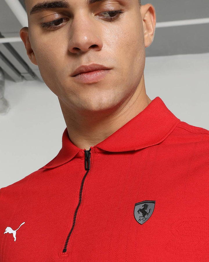 Puma Scuderia Ferrari Style Jacquard Men's Polo  - Red