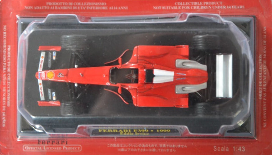 Eddie Irvine Ferrari F399 #4 formula 1 1999 1:43 Scale Red by Altaya in Bubble Protective Packaging