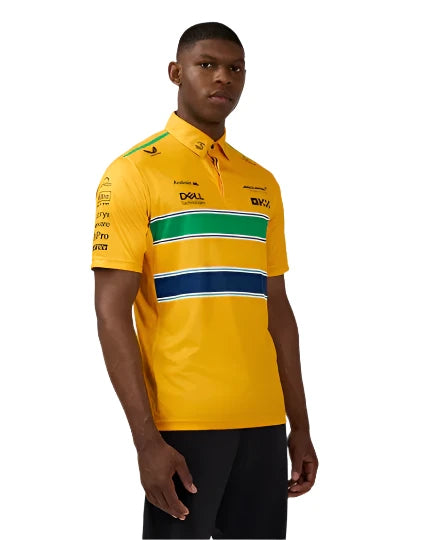 McLaren Ayrton Senna Monaco GP Men's Polo - Brazil Flag Colors