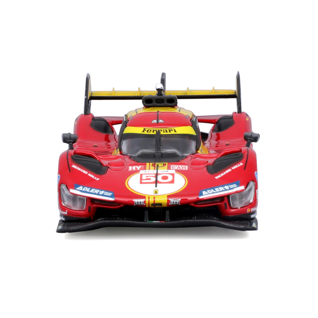 Ferrari 499P #50 24h Le Mans Champion 2024 – 1:43 Diecast Model Car with Display Case - Red and Yellow