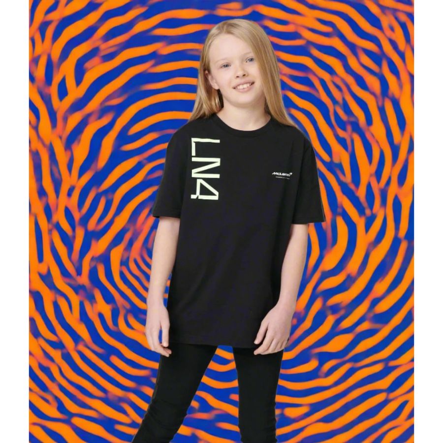 McLaren  F1™ Lando Norris 'Core' LN4 Kids Junior Unisex T-shirt - Black