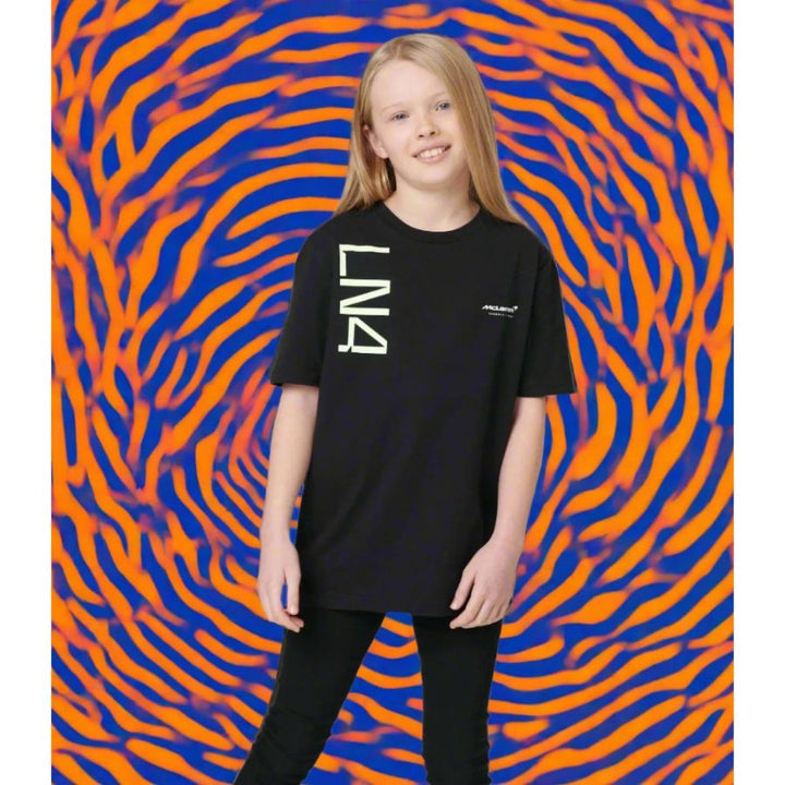 McLaren  F1™ Lando Norris 'Core' LN4 Kids Junior Unisex T-shirt - Black