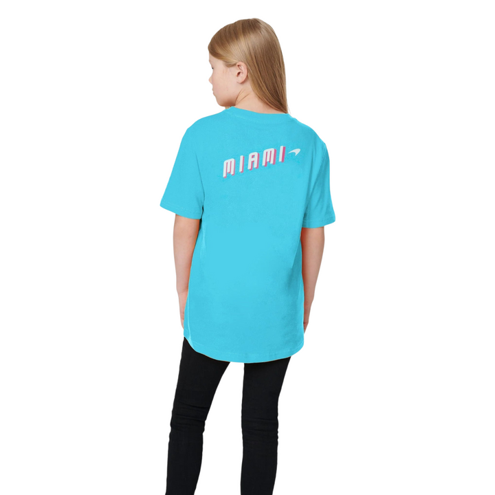 Camiseta unisex para niños con logotipo de neón de McLaren Miami - Vice Blue