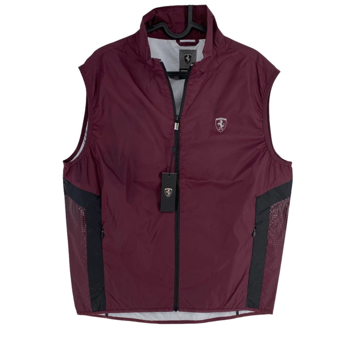 Scuderia Ferrari Men's Windproof & Water Repellent Vest - Burgundy 