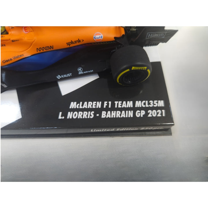2021 McLaren F1™ Lando Norris Bahrain GP Limited Edition 1:43 Scale Minichamps Model Car - Papaya