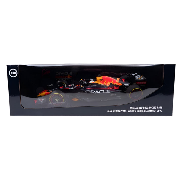 Oracle Red Bull Racing 1:18 RB18 Max Verstappen Saudi Arabian GP Minichamps Model Car - Blue