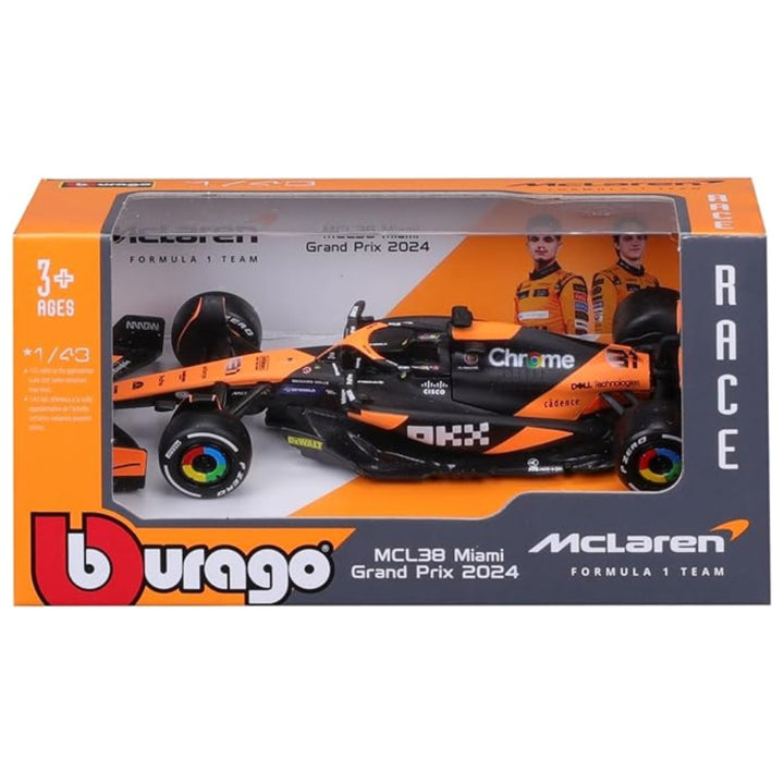 2024 McLaren F1™ Team Oscar Piastri MCL38 Miami Grand Prix Special Edition Bburago 1:43 Scale Car - Orange