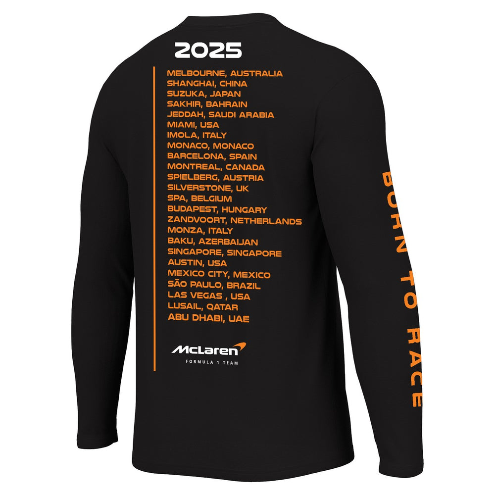 2025 McLaren F1 Team Calendar Circuits Long Sleeve Adult T-Shirt - Black