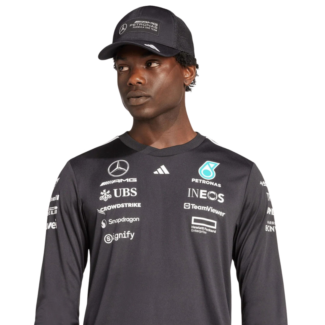 2025 Mercedes AMG Petronas F1™ Team x Adidas Long Sleeve Men's T-shirt - Black