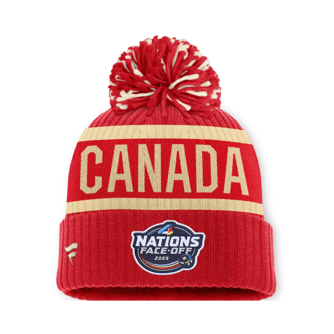 2025 NHL® TEAM CANADA 4 NATIONS FACE-OFF CUFFED POM Unisex Adult Beanie - Red