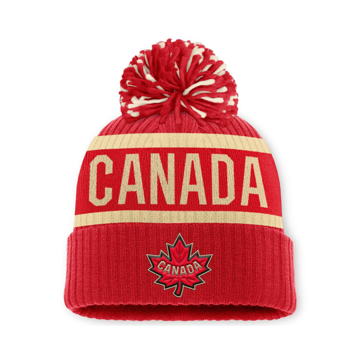 2025 NHL® TEAM CANADA 4 NATIONS FACE-OFF CUFFED POM Unisex Adult Beanie - Red