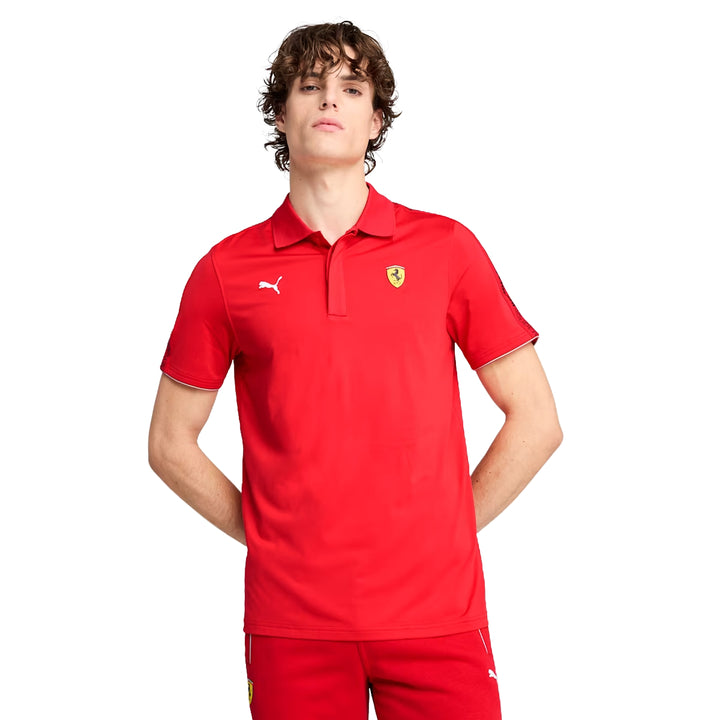 2025 Scuderia Ferrari F1™ Race Cloudspun Men's Polo - Black /  Rosso Corsa Red