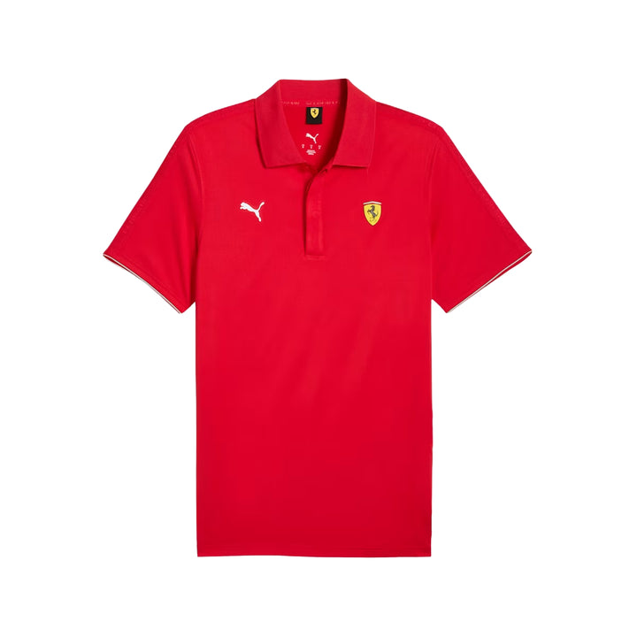 2025 Scuderia Ferrari F1™ Race Cloudspun Men's Polo - Black /  Rosso Corsa Red