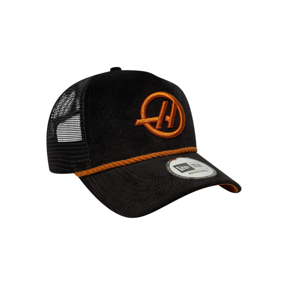 Haas  F1™ Team New Era Corduroy E‑Frame Trucker  Men Hat – Black