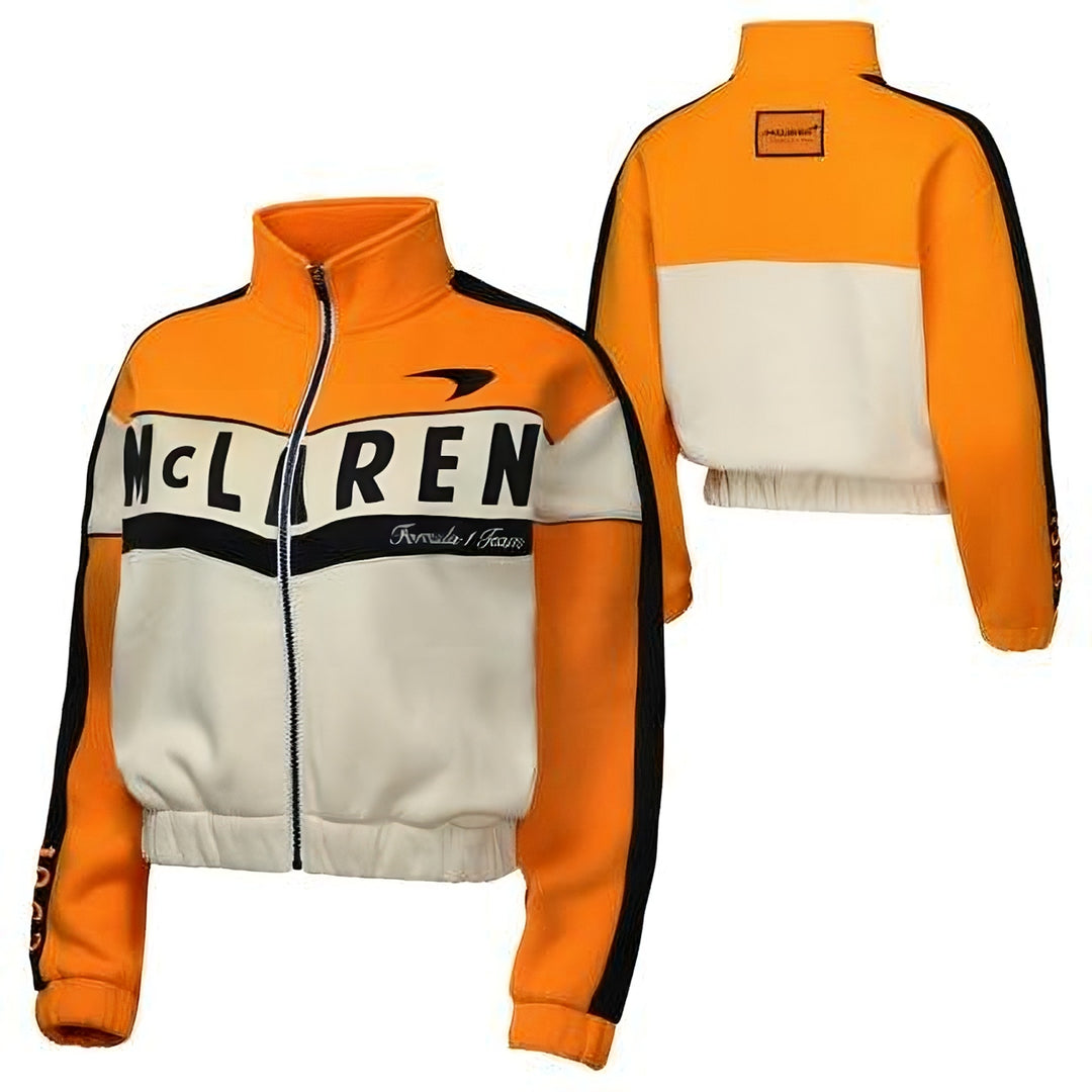 McLaren Ladies TOP SPEED TRACK FLEECE CROP TOP JACKET Papaya Beige