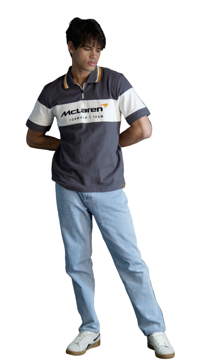 2025 McLaren F1 Team Men's FULL TILT Short Sleeve POLO GREY