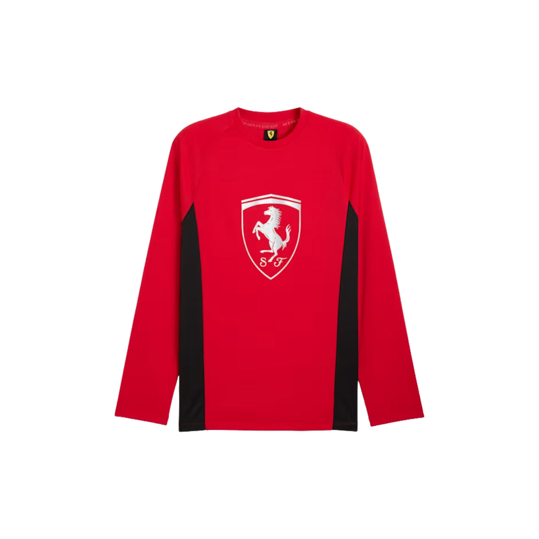 2025 Scuderia Ferrari F1™ HP Team Long‑Sleeve Tee – Rosso Corsa / Black