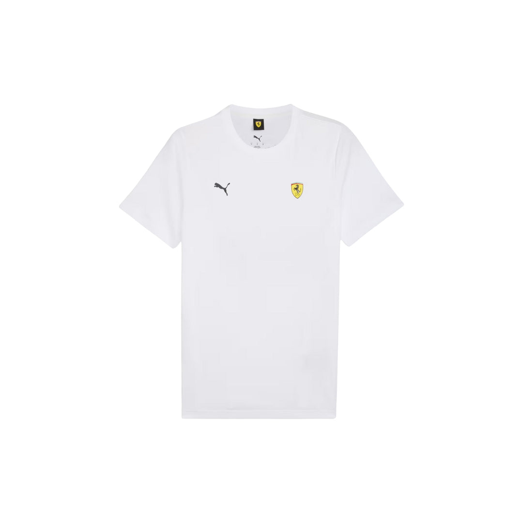 Puma Scuderia Ferrari Men's White T-Shirt with Puma and Ferrari small logos in the chest 