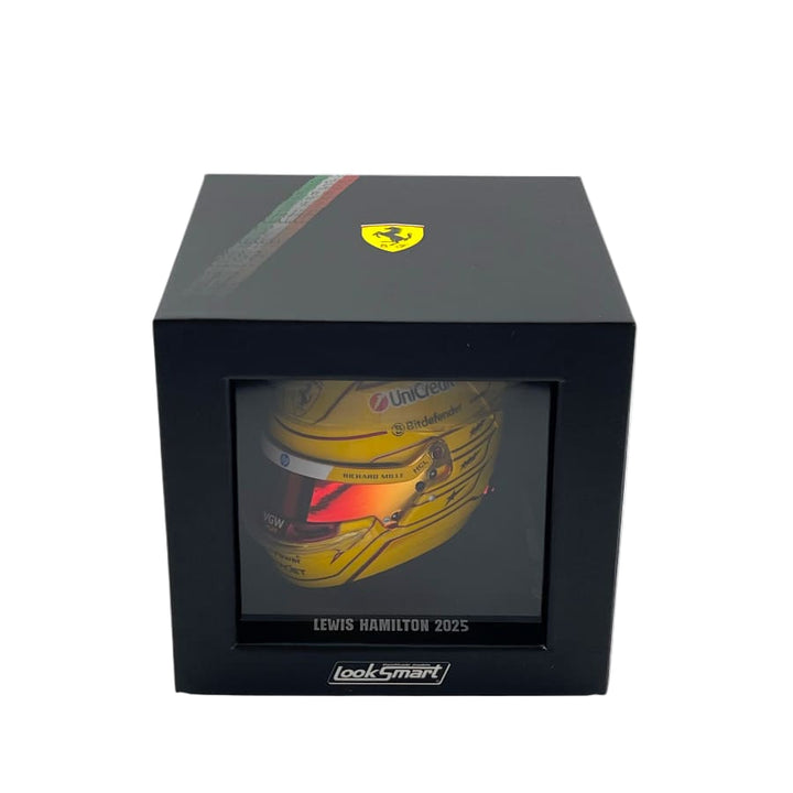 2025 Scuderia Ferrari F1™ #44 Lewis Hamilton 1:5 Mini Collectible Helmet - Yellow by LookSmart Model 