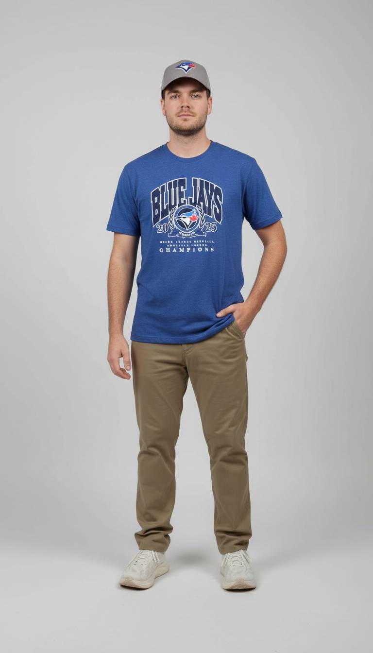 2025 MLB Blue Jays American League Champions New Era Men's Adult T-Shirt- Blue