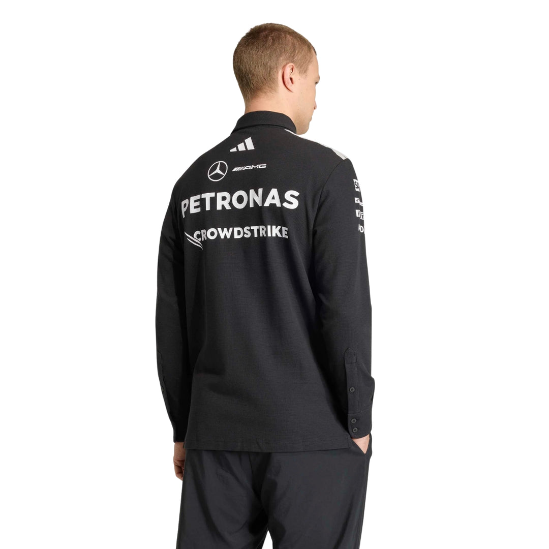2026 Mercedes AMG Petronas F1™ Team x Adidas Long Sleeve Men's Polo - Black